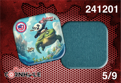 Panda Riding Turtle design on Seeker bag with Teal slow side