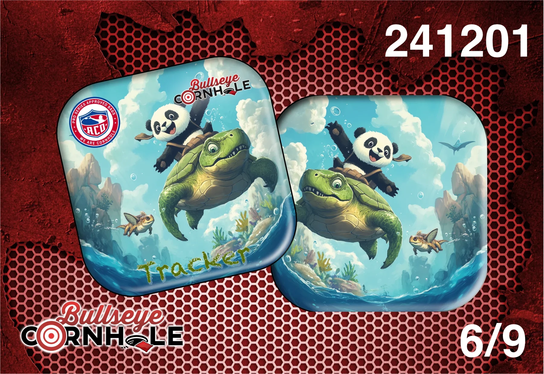Panda Riding Turtle design on Tracker bag