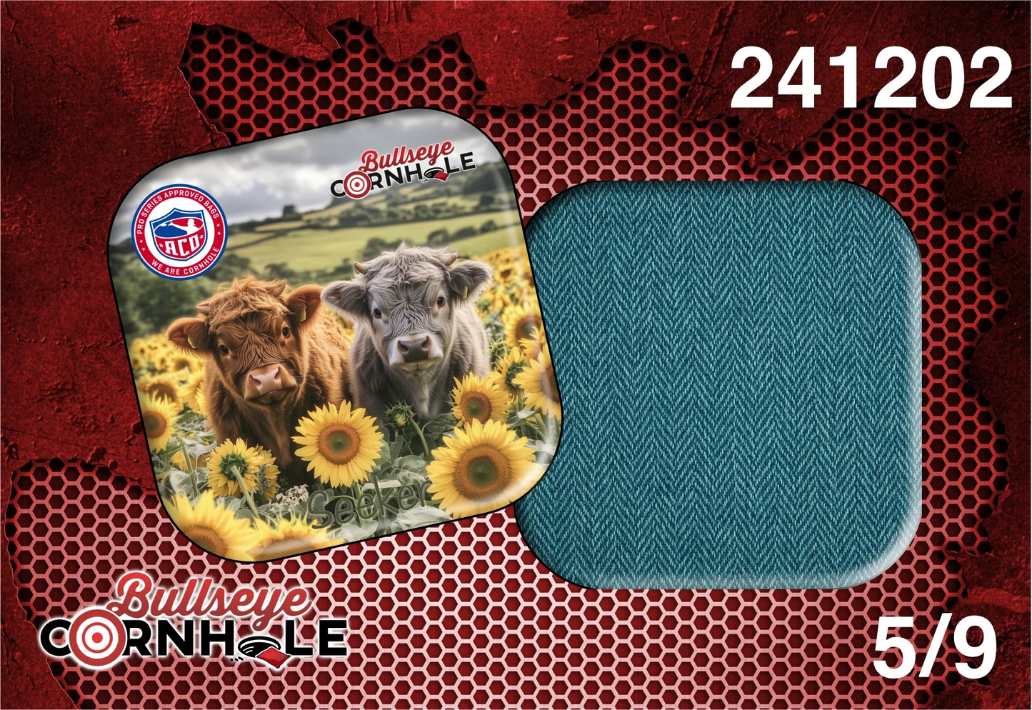 Highland Cows design on Seeker bag with Teal slow side