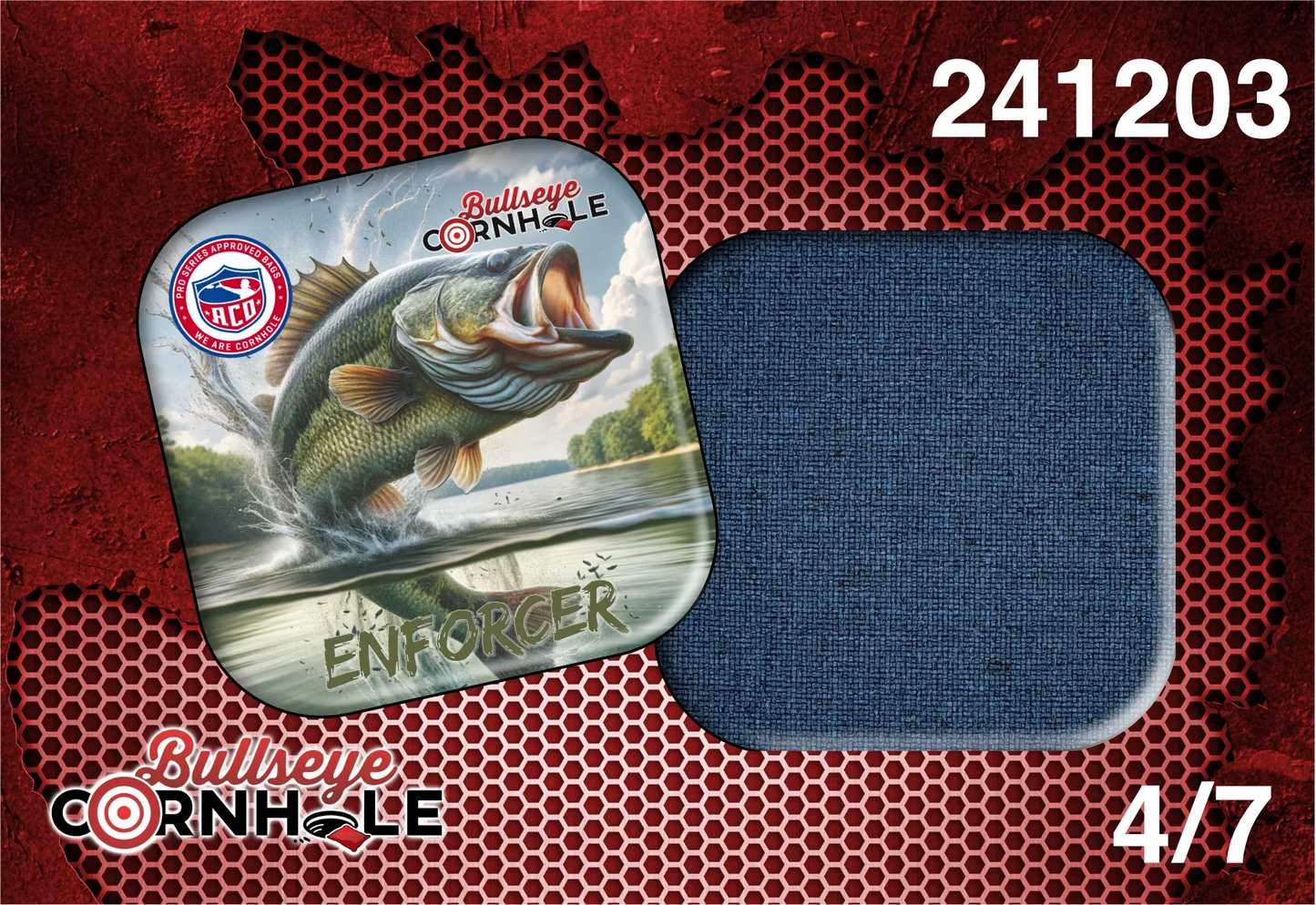 Large Mouth Bass design on Enforcer bag with Denium slow side.