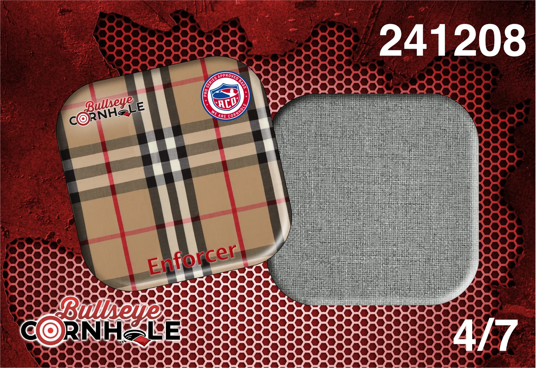 Plaid Fabric design on Enforcer bag with Platinum slow side