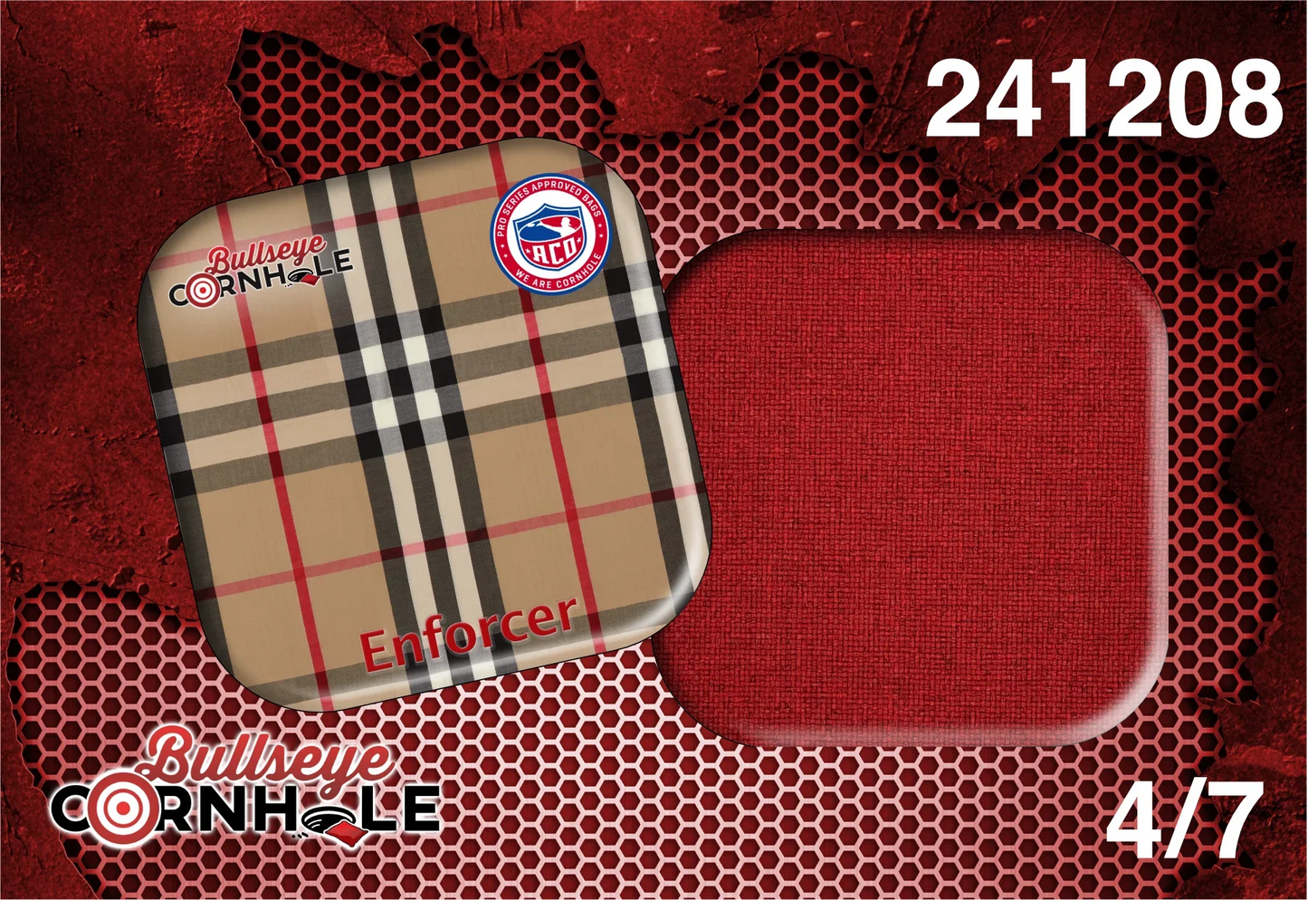 Plaid Fabric design on Enforcer bag with Red slow side