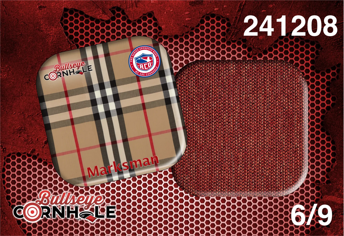 Plaid Fabric design on Marksman bag with Red slow side