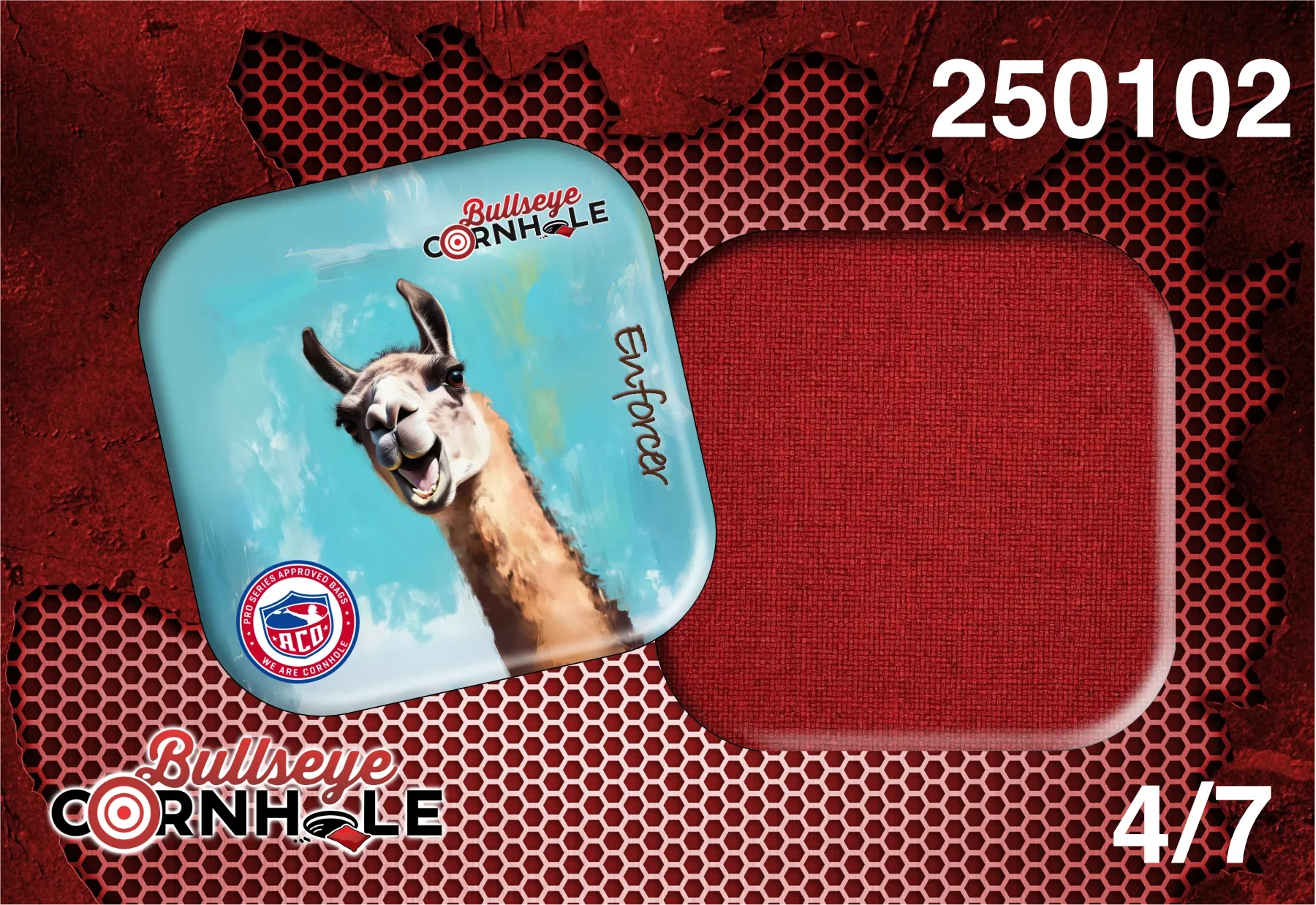 Silly Llama design on Enforcer bag with Red slow side