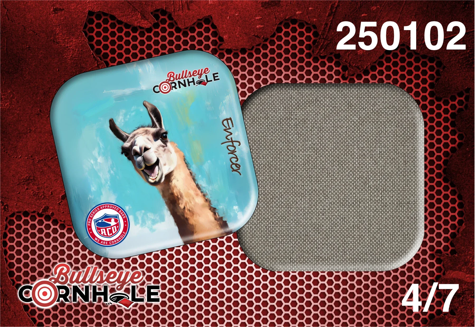 Silly Llama design on Enforcer bag with Wheat slow side