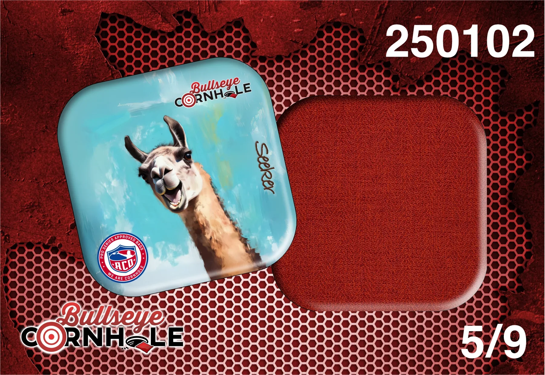 Silly Llama design on Seeker bag with Red slow side