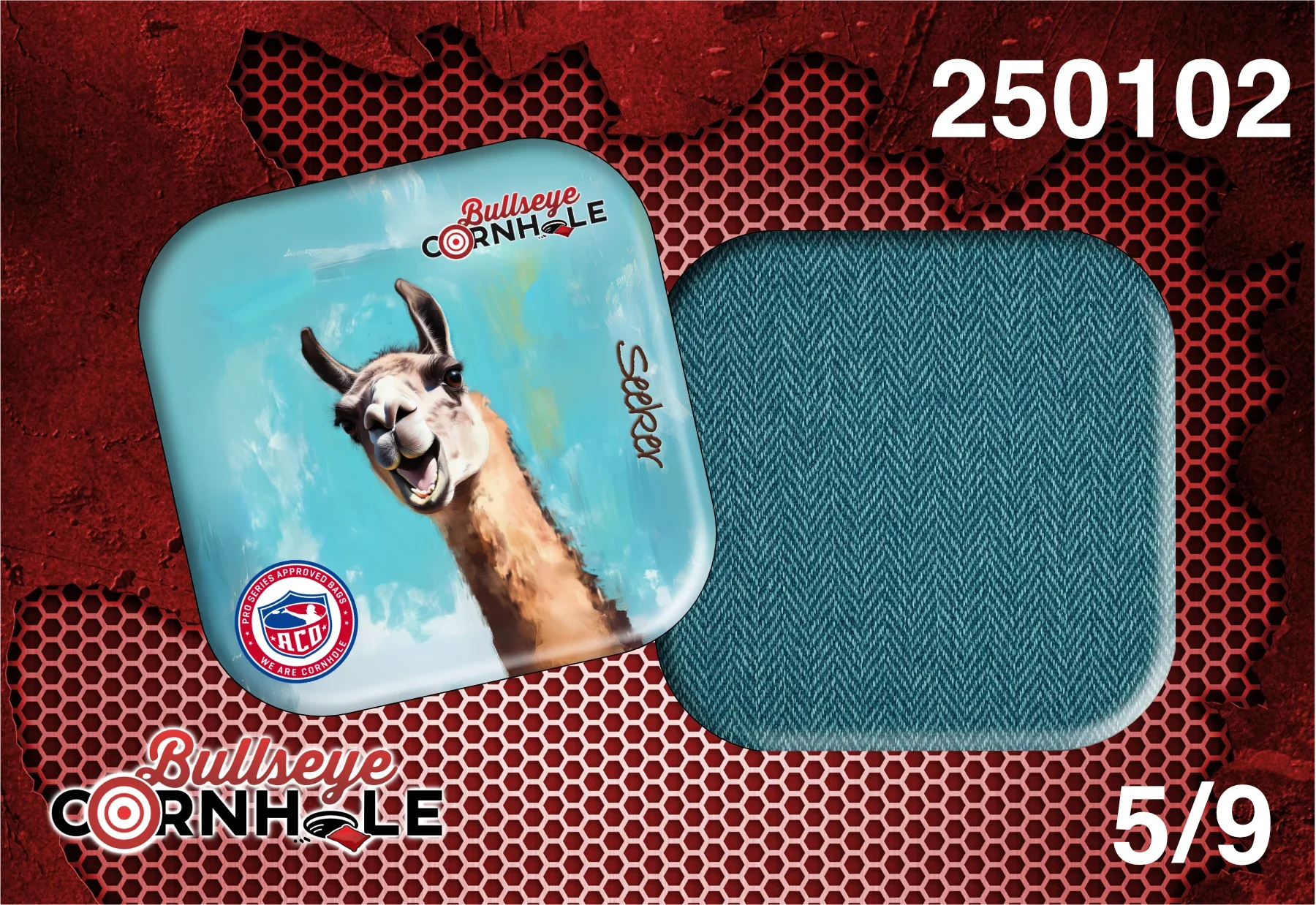 Silly Llama design on Seeker bag with Teal slow side