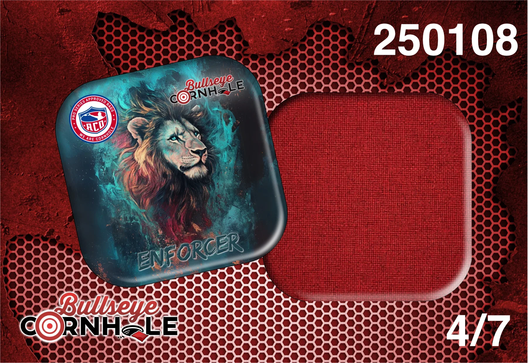 Lion In Flames design on Enforcer bag with Red slow side