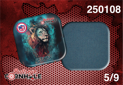 Lion In Flames design on Seeker bag with Steele Blue slow side