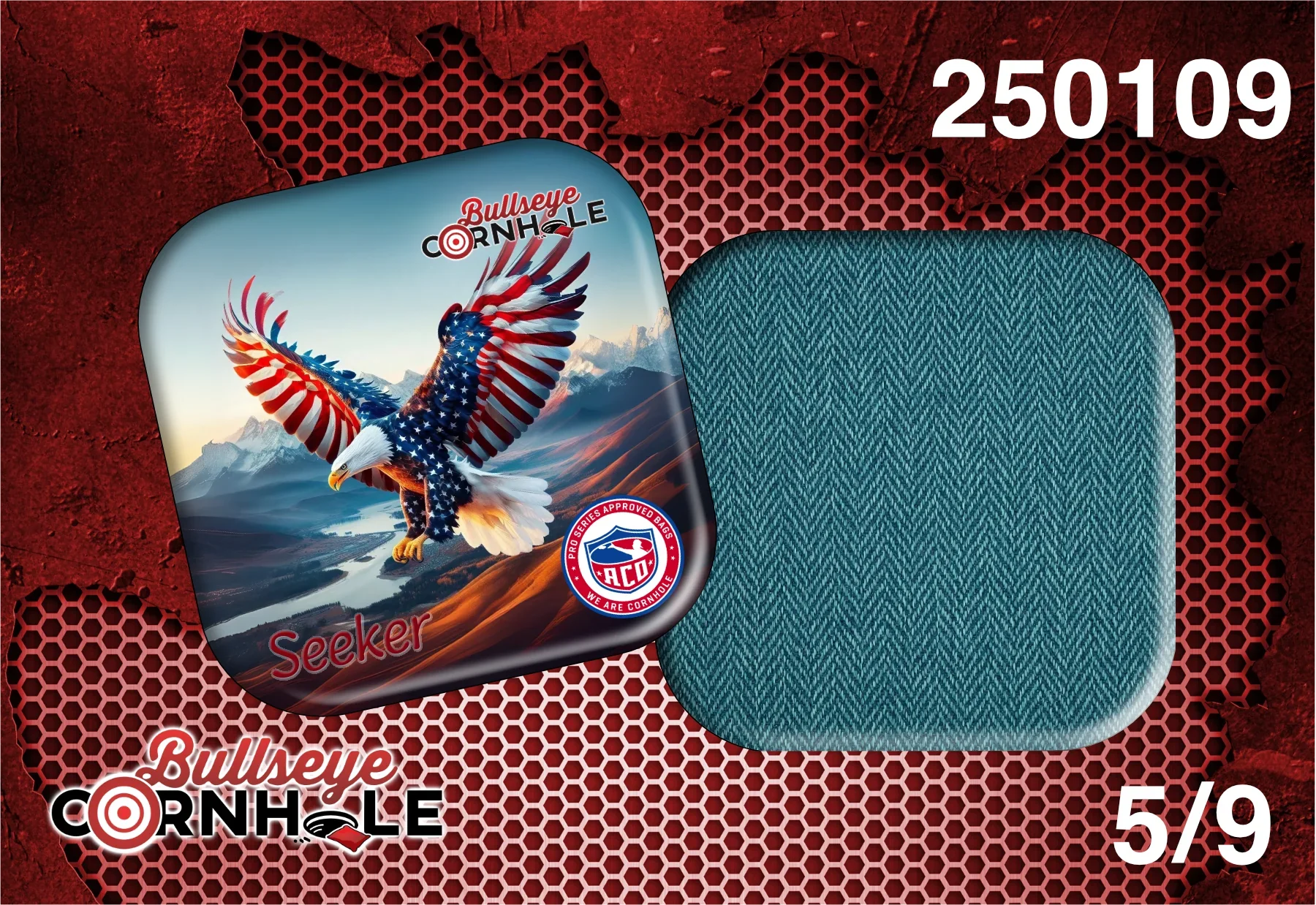 Stars Stripes Eagle design on Seeker bag with Teal slow side