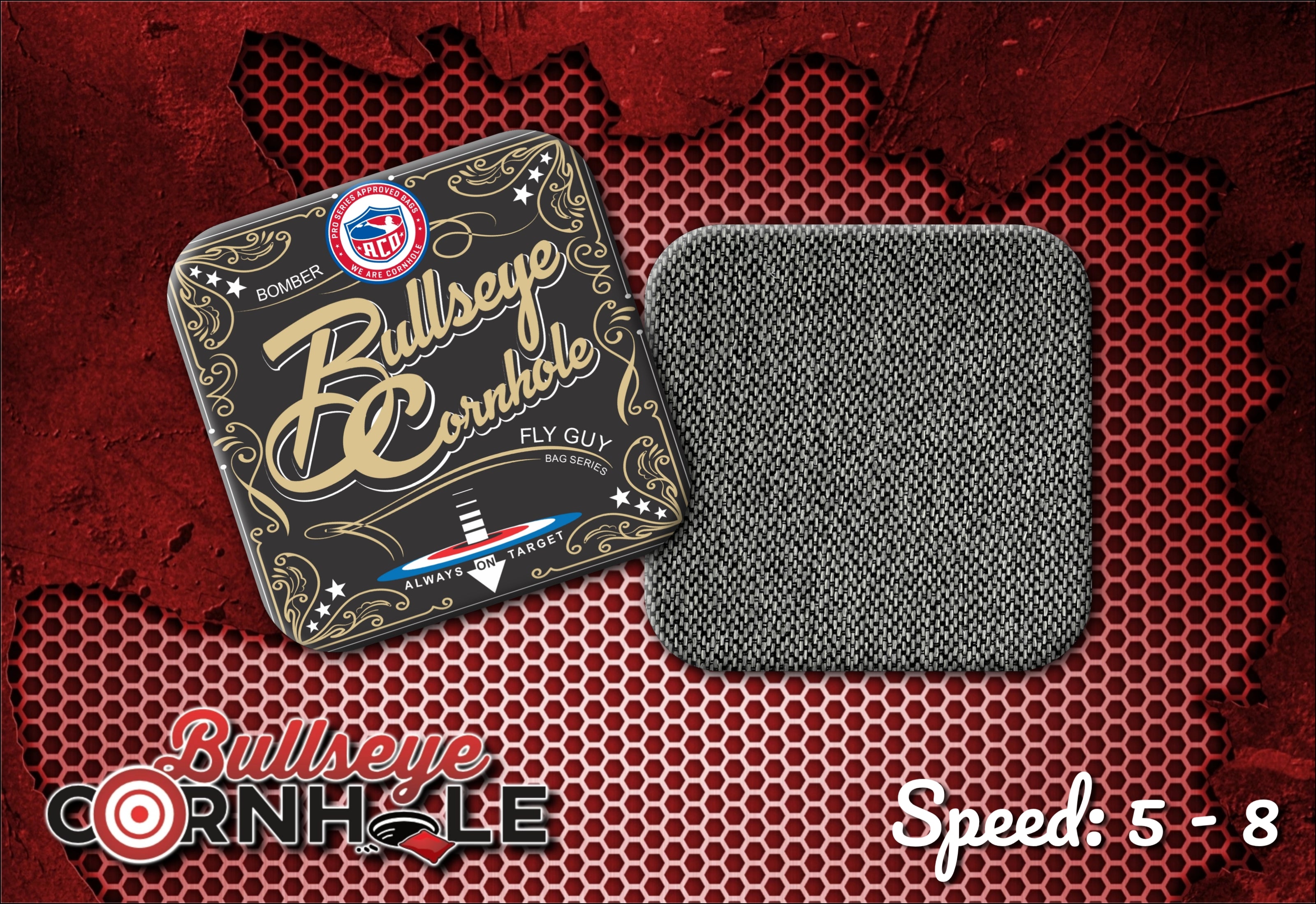Fly Guy Always On Target (Black) – Bullseye Cornhole