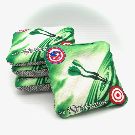 Green Bullseye Marksman Cornhole Bag, Front Shot
