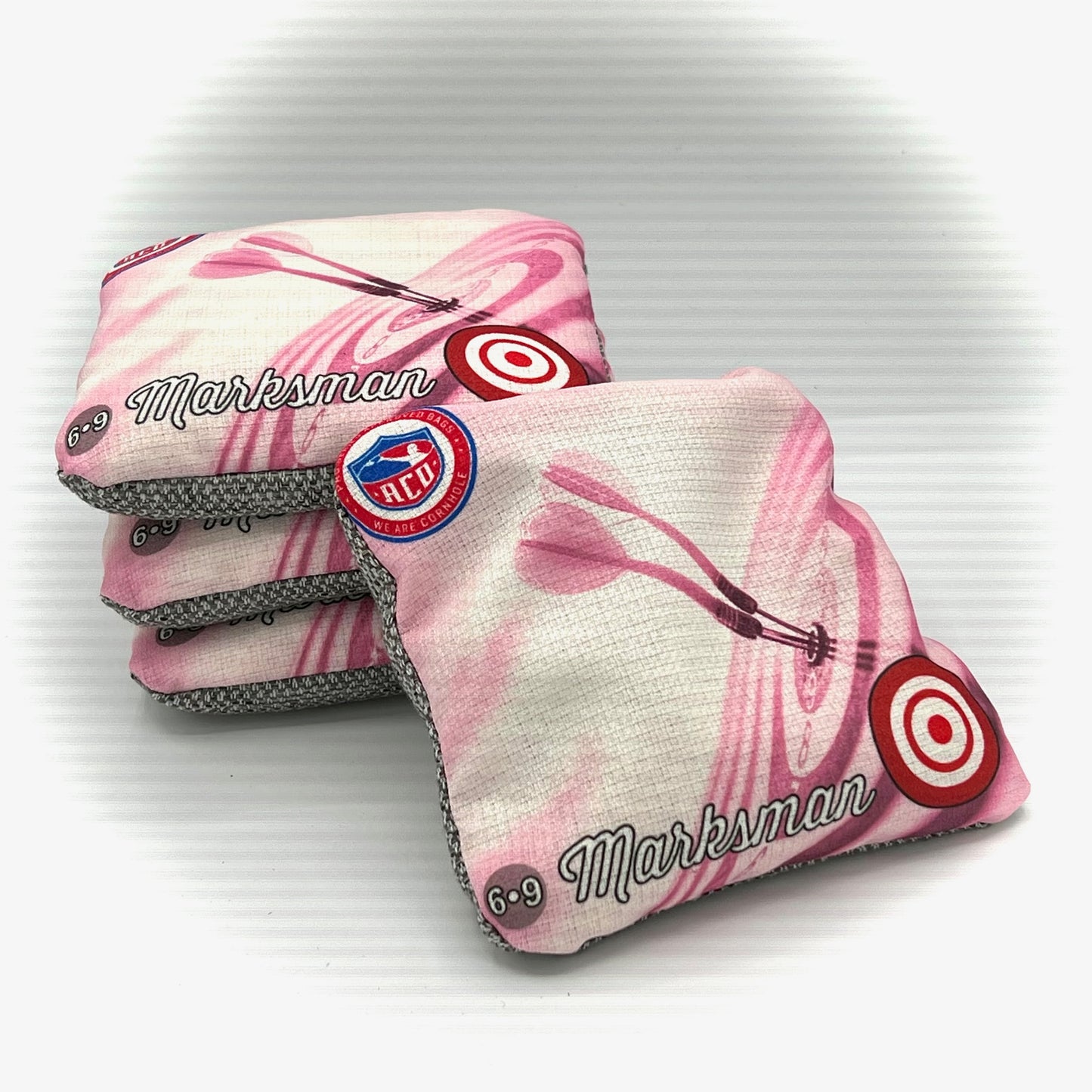 Pink Bullseye Marksman Cornhole Bag, Front Shot
