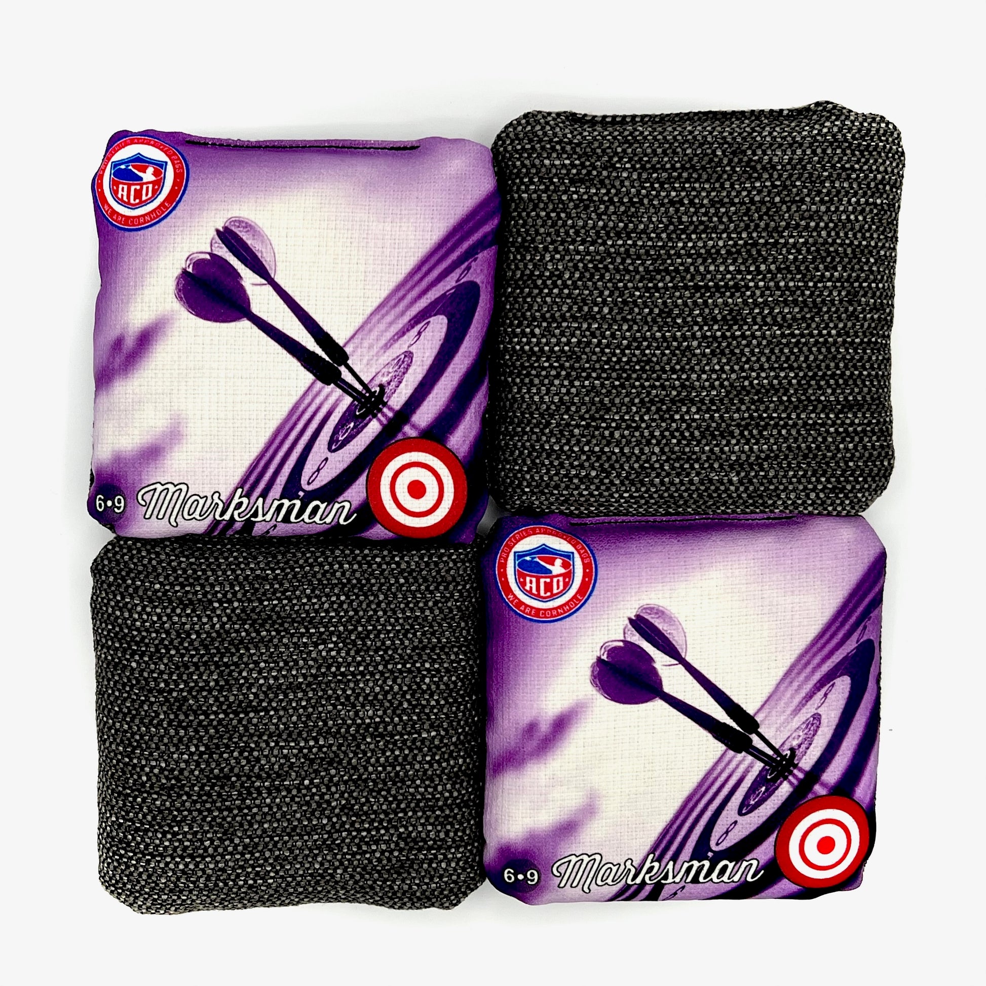 Purple Bullseye Marksman Cornhole Bag, Top Shot