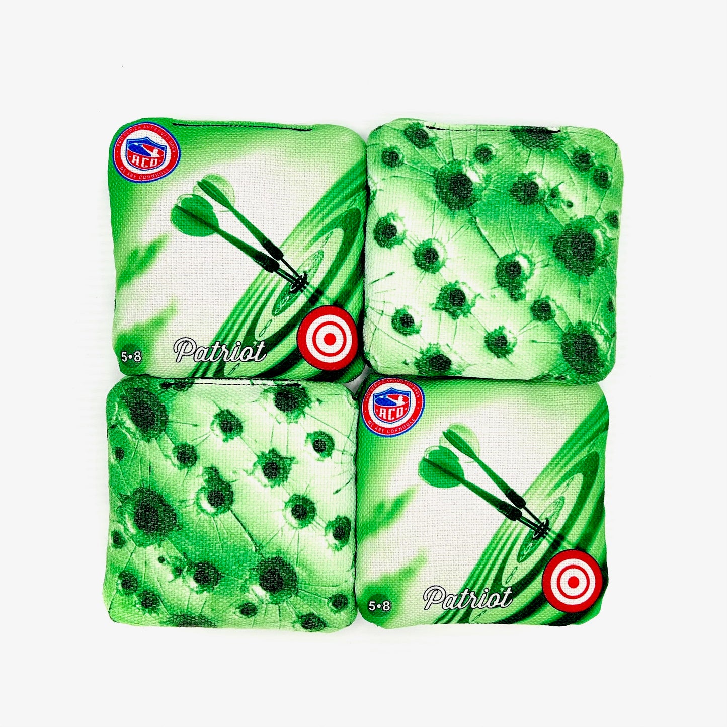 Green Bullseye Patriot Cornhole Bag, Top Shot