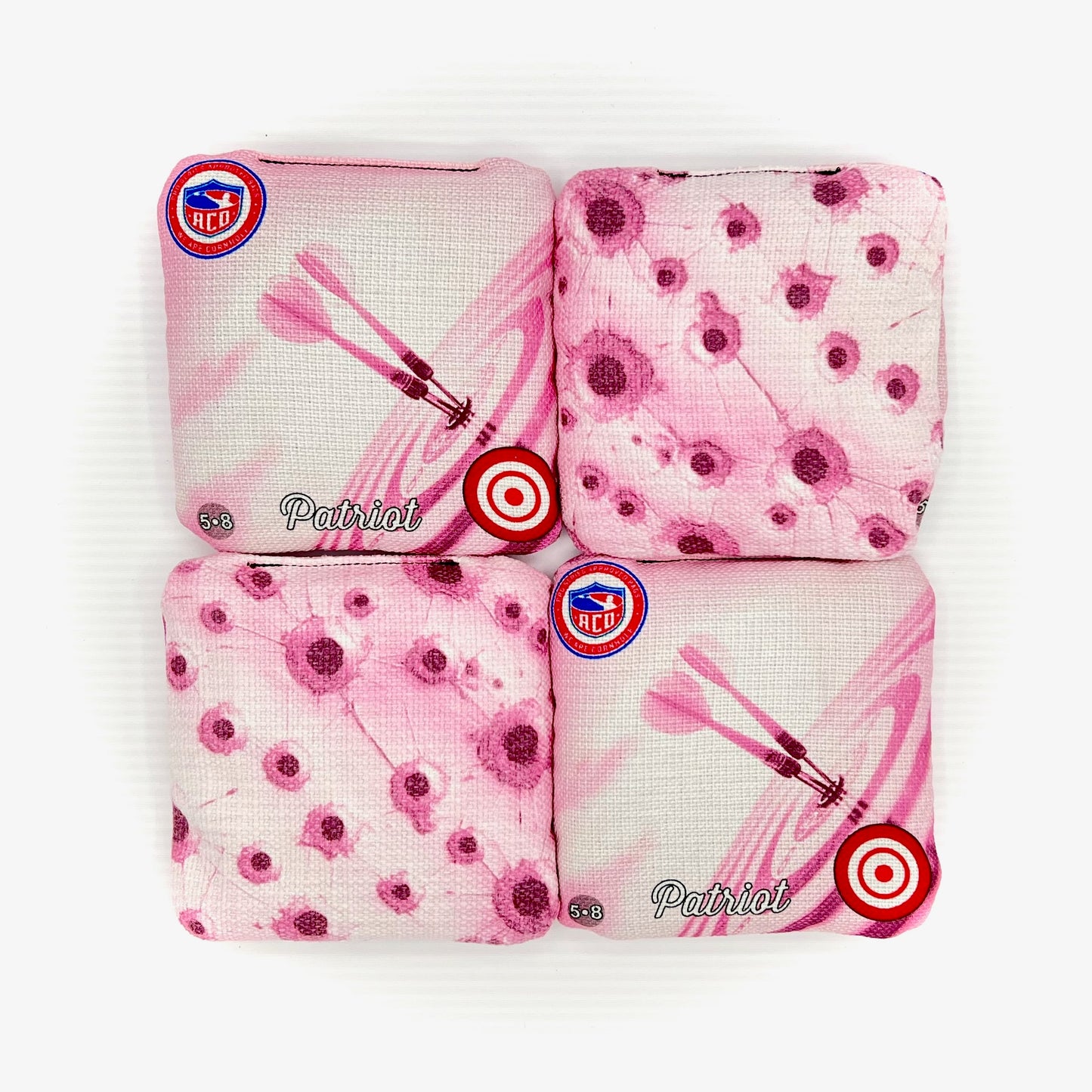 Pink Bullseye Patriot Cornhole Bag, Top Shot