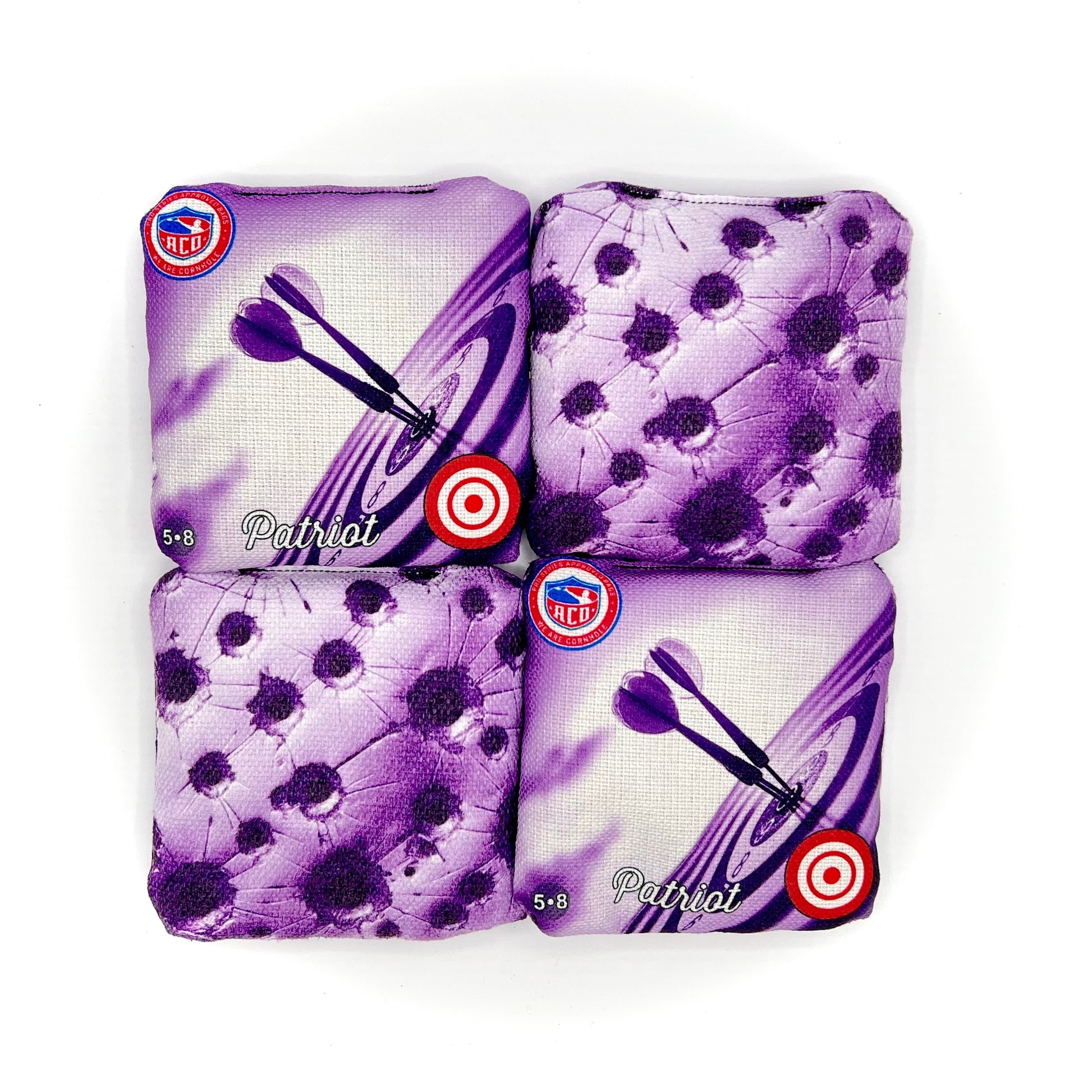 Purple Bullseye Patriot Cornhole Bag, Top Shot