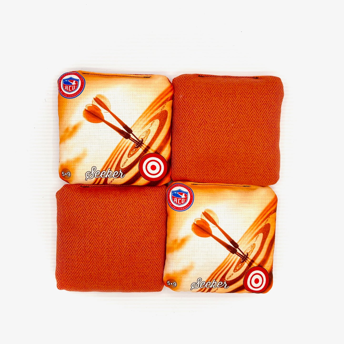 Orange Bullseye Seeker Cornhole Bag, Top Shot